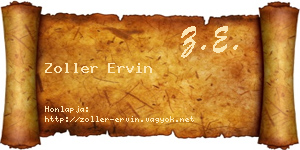 Zoller Ervin névjegykártya